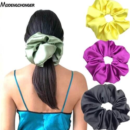 1PC Oversized Hair Scrunchies For Women Solid Satin Silk Hair Rubber Bands Elastic Hair Tie Headwear Accessories Ponytail Holder