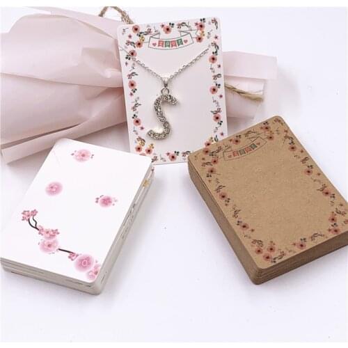 100 pcs/lot Fashion Handmade with love Necklace cards Flower Cardboard Jewelry Displays Cards Chain Packing Cards 7x5cm