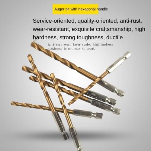 Hex Shank Auger Bit Titanium Plated 13Pc Set High Speed Steel Electric Screwdriver Auger Bit