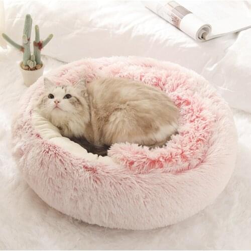 Round Half-pack Warm Crystal Velvet Doghouse Warm Winter Closed Durable Practical And Convenient Glossy Stype Pet Nest