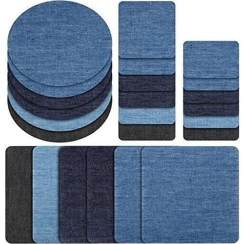 24Pcs/Set Iron on Fabric Patches Denim Jean Repair Patches Clothing Iron-On Repair Patch Kit For Jacket Jean Cloth 5 Colors