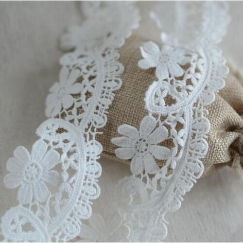 5 Meters 5CM Width White Delicate Embroidered Cotton Lace Trim Dress DIY Lace Accessories