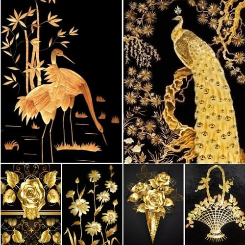 5D DIY Diamond Painting Black And Yellow Flower Cross Stitch Kit Full Drill Embroidery Mosaic Art Picture of Rhinestones Decor