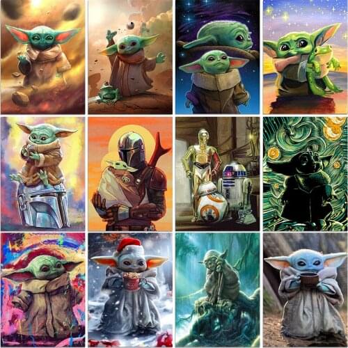 Disney 5D DIY Diamond Painting Cross Stitch Yoda Alien Brand New Inlaid Rhinestone High Quality Handmade Decoration Painting