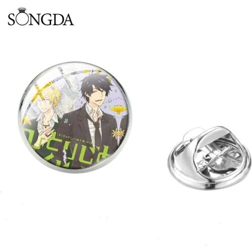 Anime Hitorijime My Hero Brooch Pins My Hero Academia Theme Art Picture Glass Cabochon Badge Cartoon Cosplay Jewelry Gifts Party
