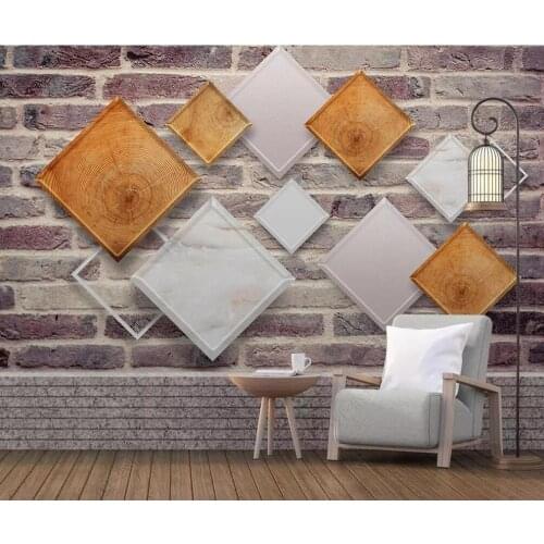 Custom 3D mural wallpaper modern minimalist European retro three-dimensional wood grain golden background wall
