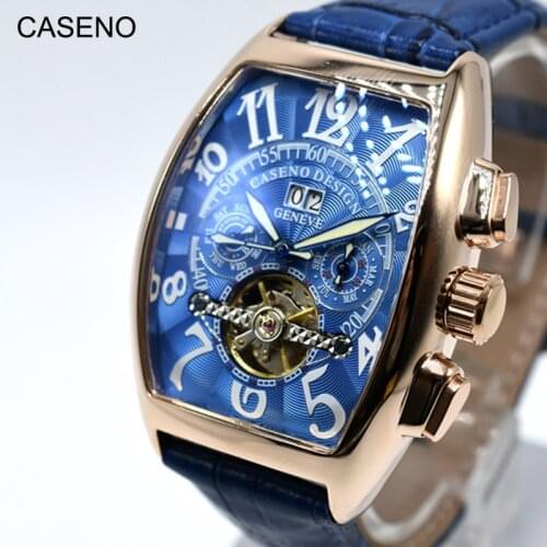 Automatic Mechanical Men Watch Fashion Skeleton Leather Wristwatch Top Brand Luxury Tourbillon Clock Classic CASENO Watches 2021