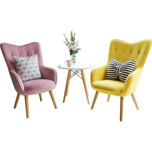 Balcony Bedroom Leisure Sofa Chair Fabric Single Sofa Chair Nordic Modern Simple Living Room High Back Princess Chair