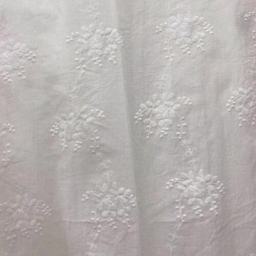 White Flower Pattern Lace Cloth Embroidered Womens Summer Cotton Cloth Hollow Lace Fabric