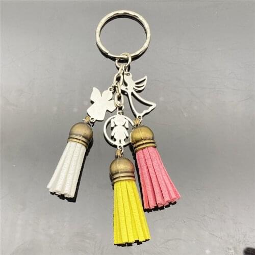Fairy With girl Pendant keyring handmake Tassel keychain Angel key Holder Jewelry Findings Car Key Holder