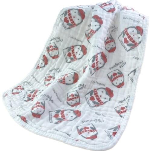 1 Piece Wasoyoli Colorful Printed Both Towel 35*75CM 100% Muslin Cotton 6 Layers Kids Burp Cloths Baby Handkerchief Soft Towel