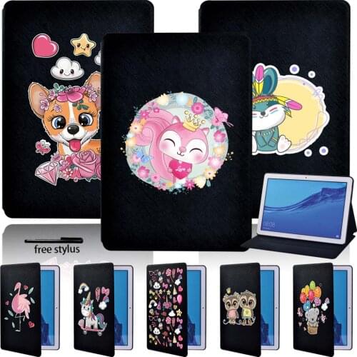 Tablet Lightweight Stand Cover Case for Huawei MediaPad T3 8.0/T3 10 9.6/T5 10 10.1 Pu Leather Folio Stand Cover Case+pen