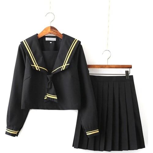 Black Japanese Student Uniform Cosplay Anime College Middle School Uniforms Novelty Women Holloween Cotume Sailor Suit