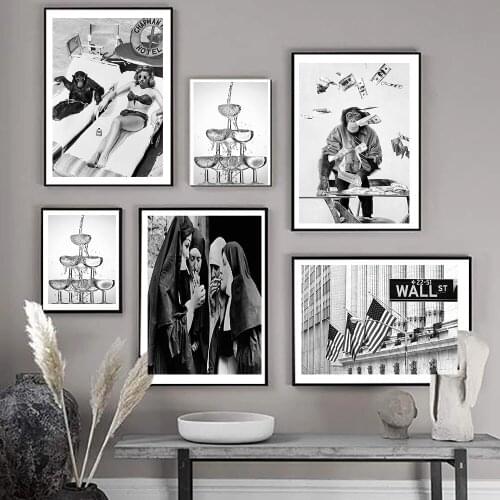 Black And White Poster Photography Beach Woman Canvas Painting Scandinavian Wall Art Print Picture For Living Room Home Decor