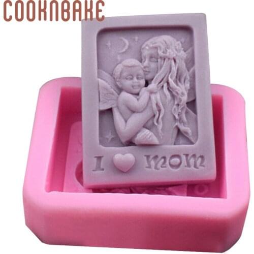 COOKNBAKE silicone fondant mold for soap i love mom shape candle resin gypsum mould square cake decoration tool DIY Mothers Day