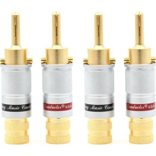Hi-end 4PCS Lockable banana plug, speaker cable plug, hifi Screw locking Audio adapter