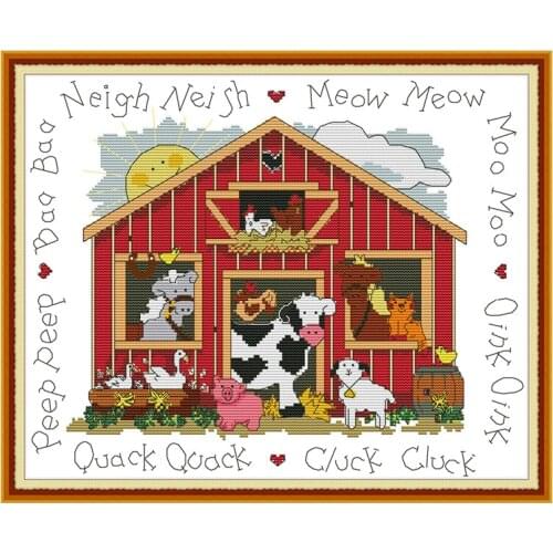 Joy Sunday Childrens Landscape Pattern Crazy Farm Cross Stitch 14CT DMC Printing Manual Cross Stitch Kit Home Decoration