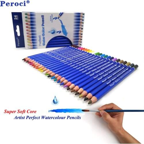 Premium Quality 24 Colored Pencils lapis de cor profissional Watercolor Water Soluble Colour Pencil Set for Fine Art Supply