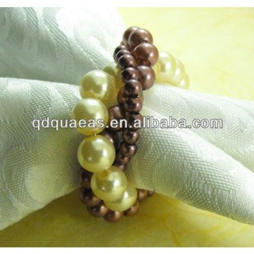 Beades napkin ring for wedding and pearl napkin holder