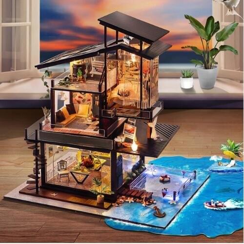DIY Doll House Miniature Dollhouse With Furnitures Wooden House Miniaturas Toys For Children New Year Christmas Gift
