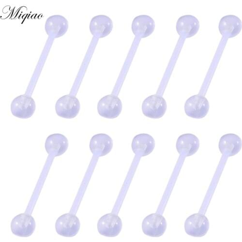 Miqiao 10pcs New Product Simple Acrylic Invisible Soft Rod Tongue Nail Body Exquisite Piercing Jewelry