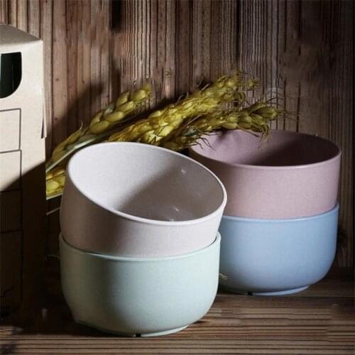 4Pcs/Set Bowl Wheat Straw Eco-Friendly Bowl Household Rice Salad Noodle Tableware Ultra-light Fall-resistant Baby Feeding Bowl