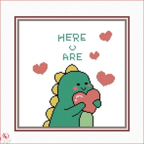 Loving Dinosaur Cross Stitch Kits 11ct 14ct Counted Printing Patterns Canvas Embroidery Kit DMC Line Number DIY Needlework Set