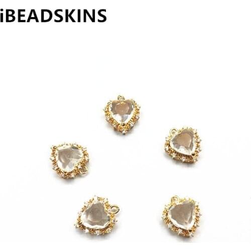 New arrival! 17x15mm 50pcs Zircon/Crystal Heart Shape Charm/Pendant for Hand Made Earrings DIY parts Jewelry Accessories/Finding