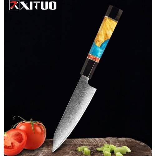 XITUO Paring Fruit Knife Damascus Steel Vegetable Peeling Knife Slicer Meat Fish Knives Japanese knife octagonal handle Cooking