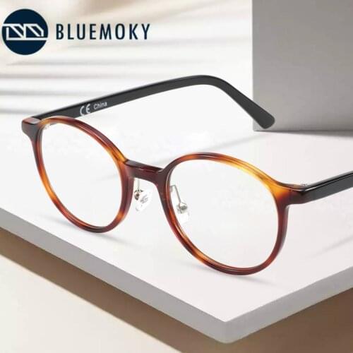 BLUEMOKY Acetate Round Optical Glasses Frame for Men Women Brand Designer Vintage Myopia Computer Optical Spectacle Frames