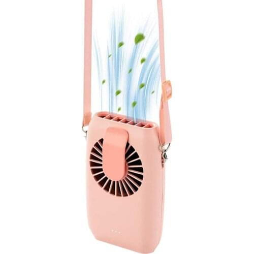 Rechargeable Mini Hanging Waist Clip Fan, As 2000MAh Power Bank, Portable Handheld Personal Cooling Necklace Fan
