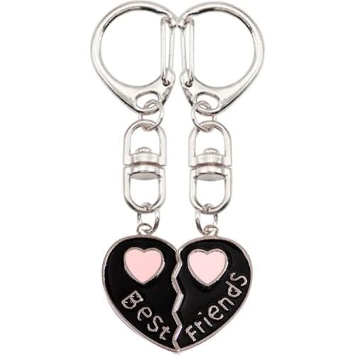 Portable 2-piece Best Friend Key Fashion Classic Alloy Pendant Lobster Clasp Clip Key Hook Lady Bag Key Chain Key Holder