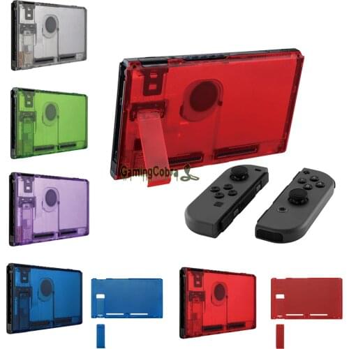Custom Transparent Console Back Plate DIY Replacement Housing Shell Case for Nintendo Switch Console with Kickstand
