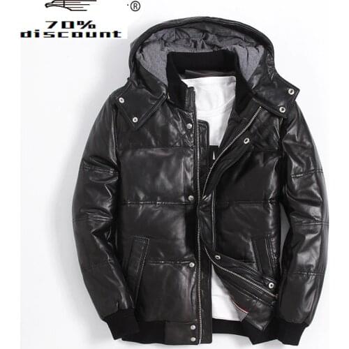 Winter Genuine Leather Down Jacket Men Short Sheepskin Coat Mens Winter Jackets Puffer Duck Down Coat XGY22055 KJ2244