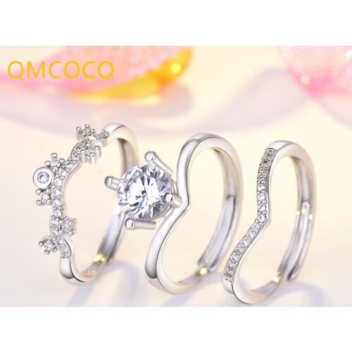 QMCOCO Creativity Personality Design 925 Silver One Style Three-Wear Adjustable Ring For Women Party Fine Jewelry Accessories