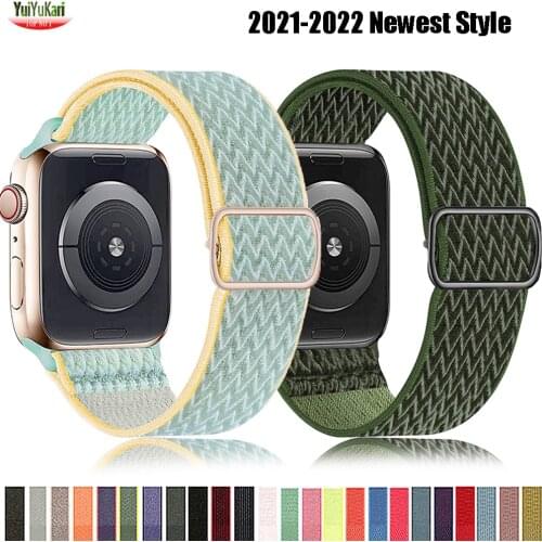 Nylon Strap for Apple watch band 44mm 40mm 38mm 42mm 44 mm Adjustable Elastic Sport solo Loop bracelet iWatch series 6 5 4 3 Se