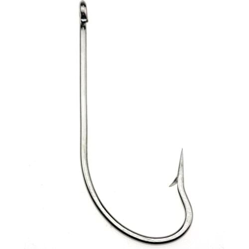 Rompin 50pcs OShaughnessy Stainless Steel Saltwater Fishing Hook Long Shank Jig Hook 9255 Size 6#-7/0# Sliver Color