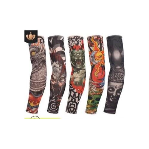 Seamed Outdoor Sport Tattoo Sleeve Flower Arm Tattoo Dacron Sunscreen Armguards Riding Sleevelet Tattoos & Body Art HA112