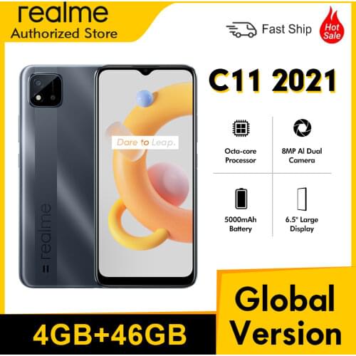 Realme C11 2021 6.5" HD+ Diaplay NFC Smart phone Global Version 2GB 32GB 1600*720 20:9 8MP AI Camera 5000mAh OTG 4G Mobile Phone