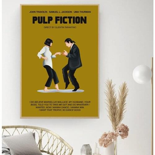Modern Funny Pulp Fiction Art Posters Nordic Classic Movie Posters Abstract Minimalist Canvas Painting Dancing Wall Art Pictures