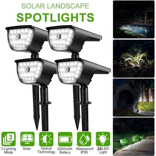 Super Bright Solar Lights 26LEDS Landscape Solar Spotlight Lighting Motion Detected IP65 Waterproof Outdoor Solar sensor light