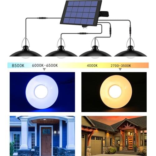 Four Head LED Solar Pendant Light Outdoor Garden Yard Wall Lamp Waterproof Path Street Light Indoor Decorative Lamps