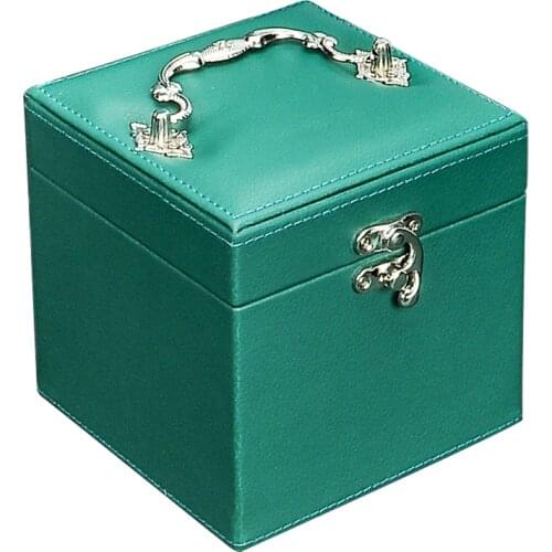 Three Layers European Style Leather Travel Jewelry Box With Handles High Quality Velvet And PU