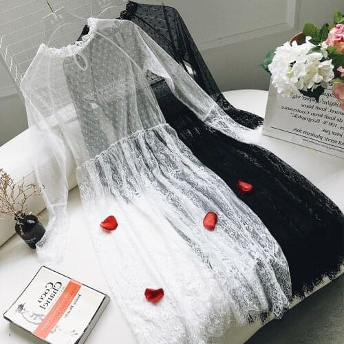Sweet princess lolita vintage lace peter pan collar high waist victorian Transparent dress kawaii girl gothic lolita op loli