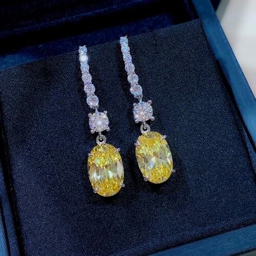 Luxury 925 Sterling Silver 8*12MM 4.5CT Oval Radiant Cut Citrine Pink Gemstone Earrings For Women Wedding Fine Jewelry Wholesale