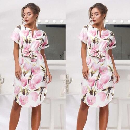 2018 Summer Floral Women Dresses Short Sleeve Causual Fashion Dress Women Hot Homewear Maxi Dresses