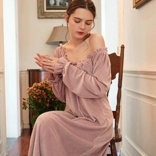 Winter Nightgown Women Night Wear Sleep Wear Women Dress Simple style Nightgown Sleepwear