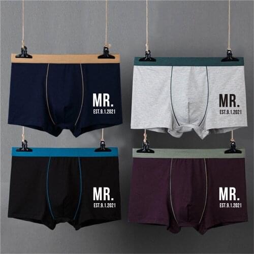 1pc Customized Men Boxer Shorts Unique Wedding Anniversary Party Mr Personalized Males Underwear Boyfriend Husband Gifts