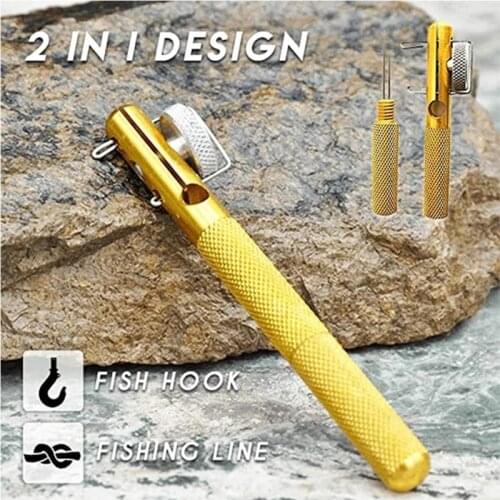 1pcs Full Metal Fishing Hook Knotting Tool Tie Line Multi-Function Device Needle Fishing Accessories Fishing Line Winder