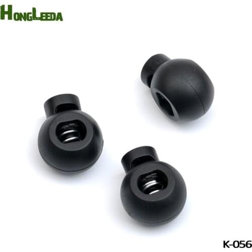 100pcs/lot black plastic round ball cord lock end toggles spring clip stoppers for 7mm 8mm bungee shock cord HLD/K-003, K-056